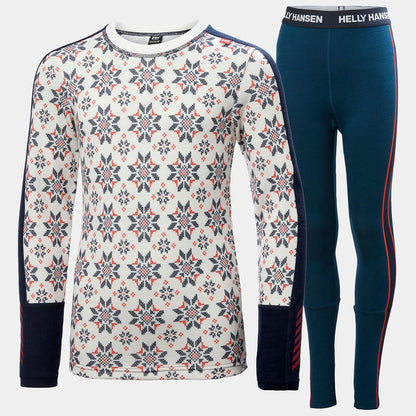 Junior Graphic LIFA® Merino Skiundertøj sæt (Navy)